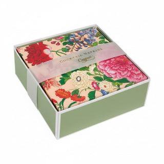 Caspari A Profusion Of Flowers 2 Shell Pink Boxed Cocktail Napkins - 40 per box 18960B