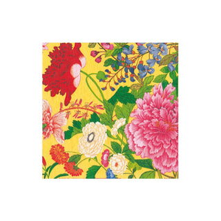 Caspari A Profusion Of Flowers 2 Yellow Cocktail Napkin - package of 20 18961C