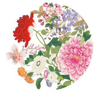 Caspari A Profusion Of Flowers 2 White Luxury Paper Dinner Plates - package of 8 18962DP