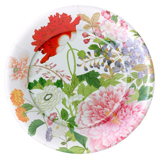 Caspari A Profusion Of Flowers 2 White Luxury Paper Dinner Plates - package of 8 18962DP