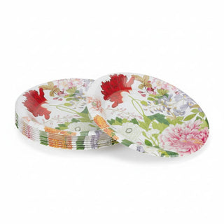 Caspari A Profusion Of Flowers 2 White Salad/Dessert Plates - package of 8 18962SP