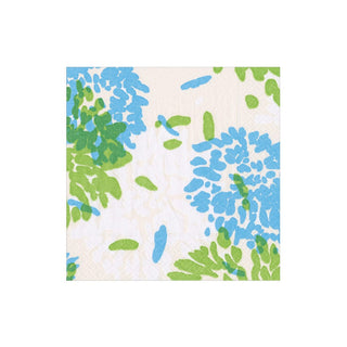 Caspari Chrysanthemum Turquoise/Lime Boxed Cocktail Napkins - 40 per box 19010B