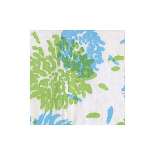 Caspari Chrysanthemum Turquoise/Lime Cocktail Napkin - package of 20 19010C