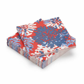 Caspari Chrysanthemum Red/White/Blue Cocktail Napkin - package of 20 19012C