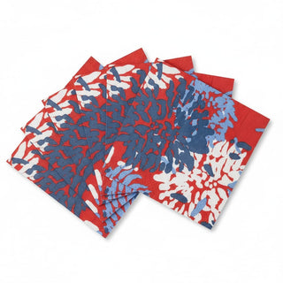 Caspari Chrysanthemum Red/White/Blue Cocktail Napkin - package of 20 19012C