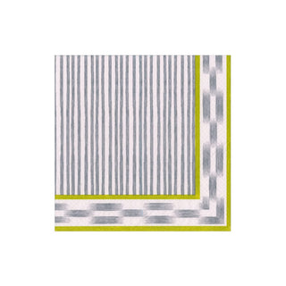 Caspari Boho Stripe Grey Cocktail Napkin - package of 20 19030C