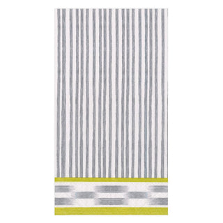 Caspari Boho Stripe Grey Guest Towel - package of 15 19030G