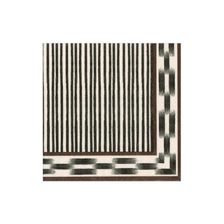 Caspari Boho Stripe Black Cocktail Napkin - package of 20 19031C
