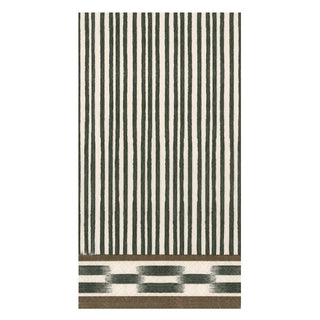 Caspari Boho Stripe Black Guest Towel - package of 15 19031G