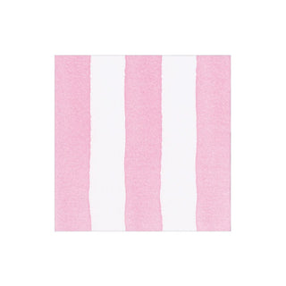 Caspari Cafe Stripe Light Pink Paper Linen Cocktail Napkin - package of 15 19041CG