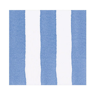 Caspari Cafe Stripe Blue Paper Linen Luncheon Napkin-15 per package 19042LG