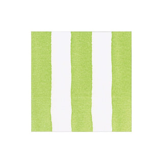 Caspari Cafe Stripe Lime Paper Linen Cocktail Napkin - package of 15 19043CG