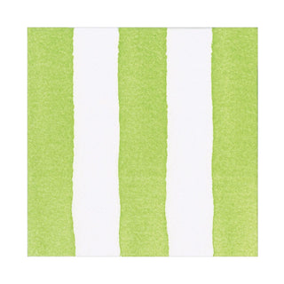 Caspari Cafe Stripe Lime Paper Linen Luncheon Napkin -15 per package 19043LG