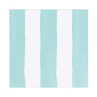 Caspari Cafe Stripe Aqua Paper Linen Luncheon Napkin -15 per package 19044LG