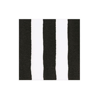 Caspari Cafe Stripe Black Paper Linen Cocktail Napkin - package of 15 19045CG