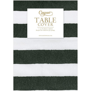 Caspari Cafe Stripe Black Printed Paper Linen Table Cover 5.2' x 8.2' - includes 1 Table Cover 19045TCL