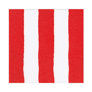 Caspari Cafe Stripe Red Paper Linen Luncheon Napkin-15 per package 19046LG