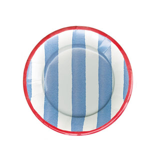 Caspari Cafe Stripe Blue/Red Salad/Dessert Plates - package of 8 19050SP