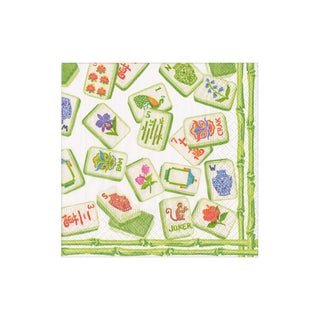 Caspari Mahjong Green Boxed Cocktail Napkins - 40 per box 19111B