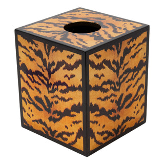 Caspari Tigre Golden Square Lacquer Tissue Box Cover 19150LQSQTIS