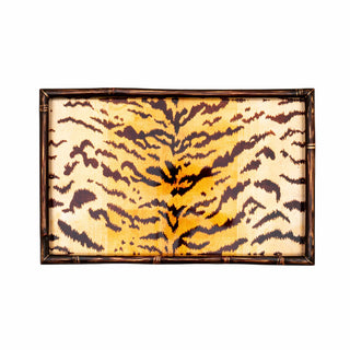 Caspari Tigre Golden Bamboo Edge Lacquer Vanity Tray 19150LQVANBAM