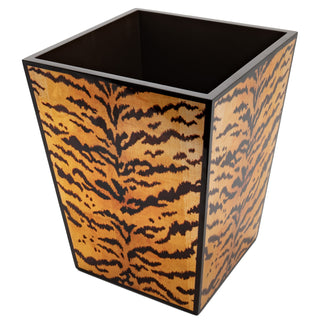 Caspari Tigre Golden Lacquer Wastebasket 19150LQWB