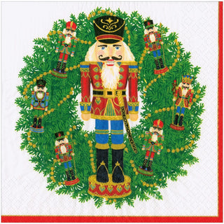 Caspari Nutcracker Wreath Dinner Napkin - package of 20 19170D