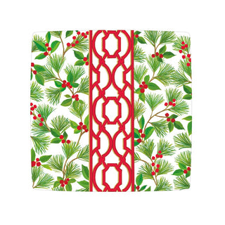 Caspari Knots And Greenery White  Sq Square Salad/Dessert Plates - pack of 8 19180SP