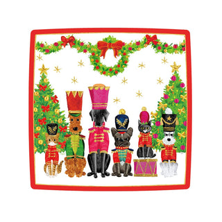 Caspari Toy Soldier Pets  Sq Square Salad/Dessert Plates - pack of 8 19260SP