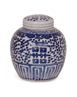 Avala Blue & White Double Happiness Jar - 6" 19668