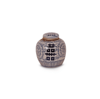 Avala Blue & White Double Happiness Jar - 6" 19669