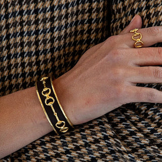 Capucine De Wulf Equestrian Snaffle Bit Cuff - Vegan Espresso Leather 19914
