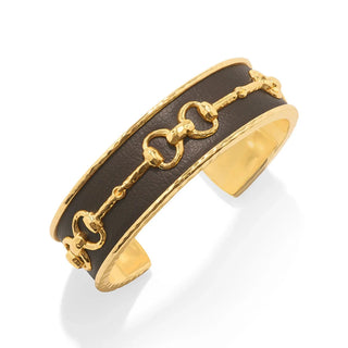 Capucine De Wulf Equestrian Snaffle Bit Cuff - Vegan Espresso Leather 19914