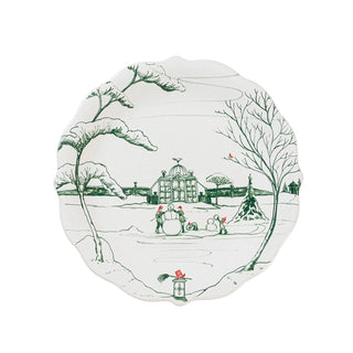 Juliska Winter Frolic Party Plates Assorted Set of 4 - Evergreen 19937