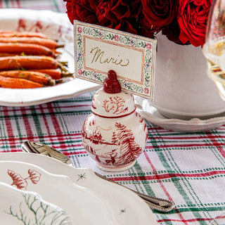 Juliska Winter Frolic Set of 4 Ginger Jar Place Card Holders - Red 19938