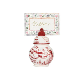 Juliska Winter Frolic Set of 4 Ginger Jar Place Card Holders - Red 19938