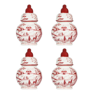 Juliska Winter Frolic Set of 4 Ginger Jar Place Card Holders - Red 19938