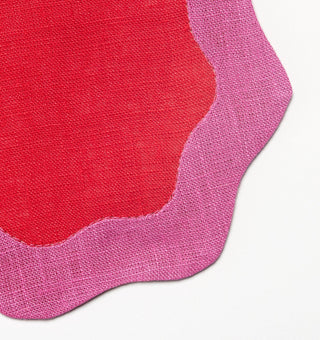 Sferra Ondulato Cocktail Napkins in Poppy/Flamingo - Set of 6 20497