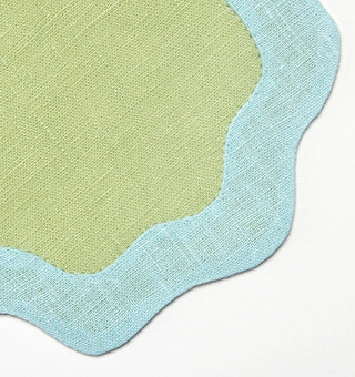 Sferra Ondulato Cocktail Napkins in Kiwi/Clearwater - Set of 6 20498