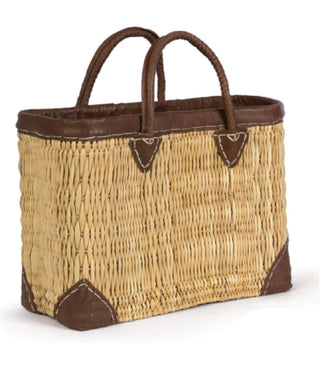 Willow Group Rectangle Straw & Leather Tote 16.5" - 1 Each 20835