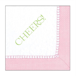Caspari Linen Border Paper Cocktail Napkins in Petal Pink - Cheers! 21113