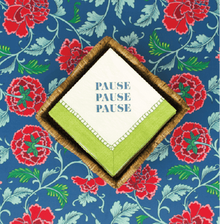 Caspari Linen Border Paper Cocktail Napkins in Bright Green - Pause, Pause, Pause 21114