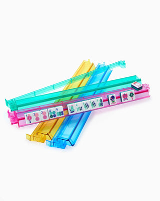 Oh My Mahjong Multicolor Acrylic Mahjong Rack & Pushers - Set of 4 21186