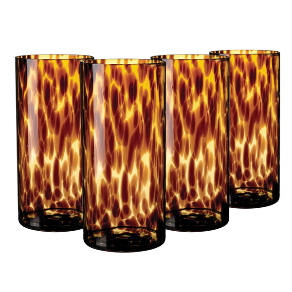 Tortoise Highball Glasses Set of Four | Joseph Sedgh - Caspari, Inc.