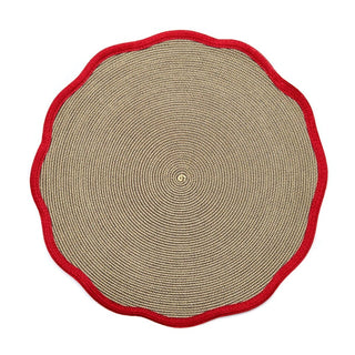 Deborah Rhodes Gold 2-Tone Luxe Border Round Scallop in Holiday Red - 1 Each 21612