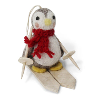 Gry & Sif Felt Penguin on Skis Ornament - Set of Two 22108