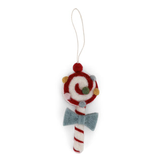 Gry & Sif Felt Candy Ornament with Blue Bow - Set of Three 22114