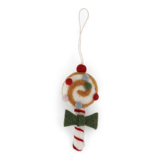 Gry & Sif Felt Candy Ornament with Green Bow - Set of Three 22116