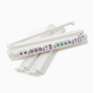 Oh My Mahjong White Mahjong Rack & Pushers - Set of 4 22218