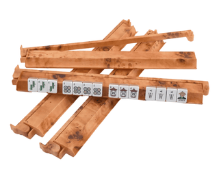 Oh My Mahjong Burl Mahjong Rack & Pushers - Set of 4 23063